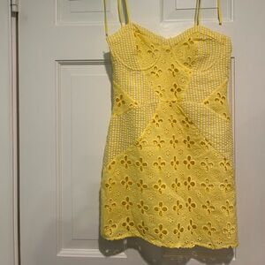For Love and Lemons look alike | Yellow Eyelet Gingham Mini Dress